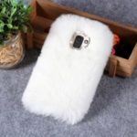 Soft Fur Coated TPU Case with Rhinestone Decoration for Samsung Galaxy J6 (2018) – White