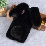 Rabbit Shape Fluffy Fur Coated Rhinestone TPU Cover for Huawei Honor Note 10 – Black