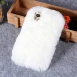 Rhinestone Soft Fur Coated TPU Mobile Phone Case Accessory for OPPO A37 – White