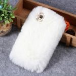 For OPPO F1 Soft Fur Coated TPU Case with Rhinestone Decor – White