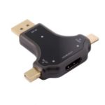 CY UC-097 USB-C & Displayport & Mini DP 3-in-1 to HDMI Female Adapter