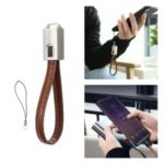 FLOVEME Keychain Leahter Type-C Data & Charge Cable for Xiaomi Samsung, etc – Brown