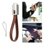 FLOVEME Keychain Leahter Micro USB Data & Charge Cable for Xiaomi Samsung, etc – Brown
