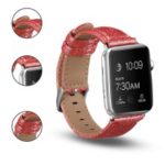 Glitter Powder PU Leather + Genuine Leather Watch Band for Apple Watch Series 4 44mm, Series 3 / 2 / 1 42mm – Red