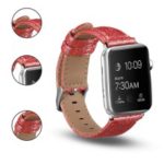 Glitter Powder PU Leather + Genuine Leather Watch Band for Apple Watch Series 4 44mm, Series 3 / 2 / 1 42mm – Red