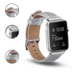 Glitter Powder PU Leather + Genuine Leather Watch Strap for Apple Watch Series 4 40mm, Series 3 / 2 / 1 38mm – Silver
