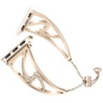 S Shape Rhinestone Decor Steel Watchband Bracelet for Apple Watch Series 4 40mm, Series 3/2/1 38mm – Gold