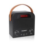 FINEBLUE FM-888 Portable Bluetooth Alarm Clock Speaker with Mic Support TWS/AUX/TF Card/FM/U Disk – Black