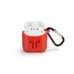 Soft Silicone Protection Case with Carabiner for Apple AirPods Charging Case – Red
