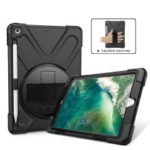 X-Shape PC + TPU Combo Case for iPad 9.7-inch (2018) / (2017) with Hand Strap [360 Degree Rotary Kickstand] – Black