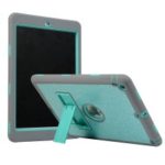For iPad Air Glitter Powder PC Silicone Tablet Cover Shockproof Drop-proof Dust-proof Case – Cyan / Grey