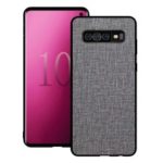 Non-slip Cloth Texture PC TPU Hybrid Cell Phone Case for Samsung Galaxy S10 Plus – Grey