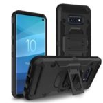 Carbon Fiber Texture PC+TPU Hybrid Shell Holster Case for Samsung Galaxy S10e  Belt Clip Kickstand Cover