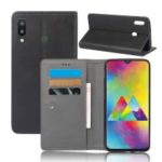 Crazy Horse Leather Flip Case with Suction Cup for Samsung Galaxy M20 – Black