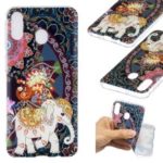 Pattern Printing TPU Mobile Case Shell for Samsung Galaxy M20 – Flower and Elephant