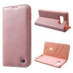 GEBEI Kala Series Crazy Horse Leather Phone Shell [Card Holder / Stand] for Samsung Galaxy S10e – Pink