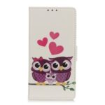 Pattern Printing [Wallet Stand] Leather Mobile Cover for Samsung Galaxy A10 – Sweet Owl Family