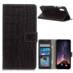 Crocodile Texture Leather Wallet Case for Samsung Galaxy A10 – Black