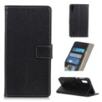 Litchi Grain Wallet Stand Leather Mobile Casing for Samsung Galaxy A10 – Black