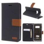 ROAR KOREA Twill Leather Wallet Stand Case for Samsung Galaxy S10e – Black