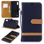 For Samsung Galaxy M10 Assorted Color Jeans Cloth Wallet Leather Cover Shell – Black