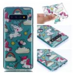 For Samsung Galaxy S10 Plus Pattern Printing Soft TPU Case Cover – Cloud and Unicorns