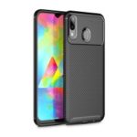 For Samsung Galaxy M20 Carbon Fiber Texture TPU Case Anti-drop Mobile Cover – Black