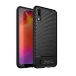 IPAKY Carbon Fiber Texture TPU Back Phone Case for Samsung Galaxy M10 – Black
