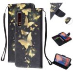 Pattern Printing Wallet Leather Stand Case for Samsung Galaxy A7 (2018) – Gold Butterfly