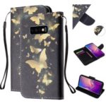 Pattern Printing Leather Wallet Stand Case for Samsung Galaxy S10e – Gold Butterfly
