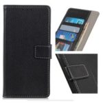 Litchi Grain Leather Cover with [Wallet Stand] for Samsung Galaxy A50 – Black