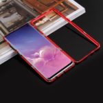 Detachable Magnetic Metal Frame + Tempered Glass Back Protection Cover for Samsung Galaxy S10 – Red