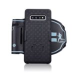 For Samsung Galaxy S10 Plus Nylon Sport Armband Woven Pattern PC Protection Phone Cover Case with Kickstand