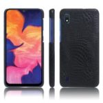 KSQ Crocodile Texture PU Leather Coated PC Phone Shell for Samsung Galaxy A10 – Black