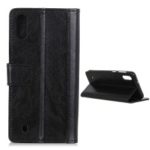 Rivet Decor Crazy Horse Leather Wallet Mobile Cover for Samsung Galaxy M10 – Black