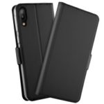 Auto-absorbed Leather Stand Case with Card Slot for Samsung Galaxy M10 – Black