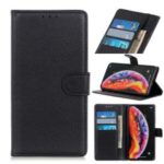 Litchi Texture Wallet Stand Leather Mobile Phone Cover for Samsung Galaxy A10 – Black