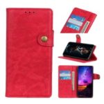 S Shape Crazy Horse PU Leather Stand Case for Samsung Galaxy A40 – Red