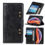 Rivet Decorated Leather Stand Wallet Magnetic Case for Samsung Galaxy A50 – Black