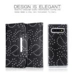 For Samsung Galaxy S10 Plus Detachable Glittery Leaves Flowers Leather Wallet Phone Shell + Inner TPU Case – Black