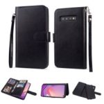 For Samsung Galaxy S10 Plus Detachable 2-in-1 PU Leather Cover with 9 Card Slots – Black