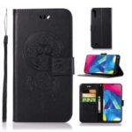 Imprint Owl Dream Catcher Wallet Stand Leather Cover for Samsung Galaxy M10 – Black