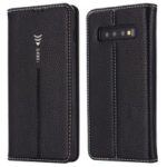 GEBEI Litchi Texture Card Slots Leather Protection Case for Samsung Galaxy S10 – Black