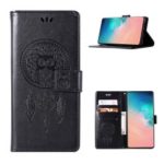 HAT PRINCE Imprinted Owl Dream Catcher Leather Wallet Case for Samsung Galaxy S10e – Black