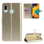 Crazy Horse Leather Wallet Case for Samsung Galaxy A30 – Gold
