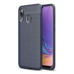 Litchi Skin Soft TPU Phone Case Cover for Samsung Galaxy A30 – Dark Blue