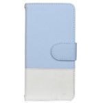 Contrast Color Cross Texture PU Leather Cell Phone Cover for Samsung Galaxy A50 – Baby Blue