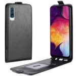 Crazy Horse [Vertical Flip] Leather Mobile Cover for Samsung Galaxy A50 – Black