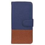 [Contrast Color] [Cross Texture] PU Leather Stand Protective Cover for Samsung Galaxy M20 – Dark Blue