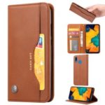 Auto-absorbed Classic PU Leather Phone Cover with Wallet Stand for Samsung Galaxy A40 – Brown